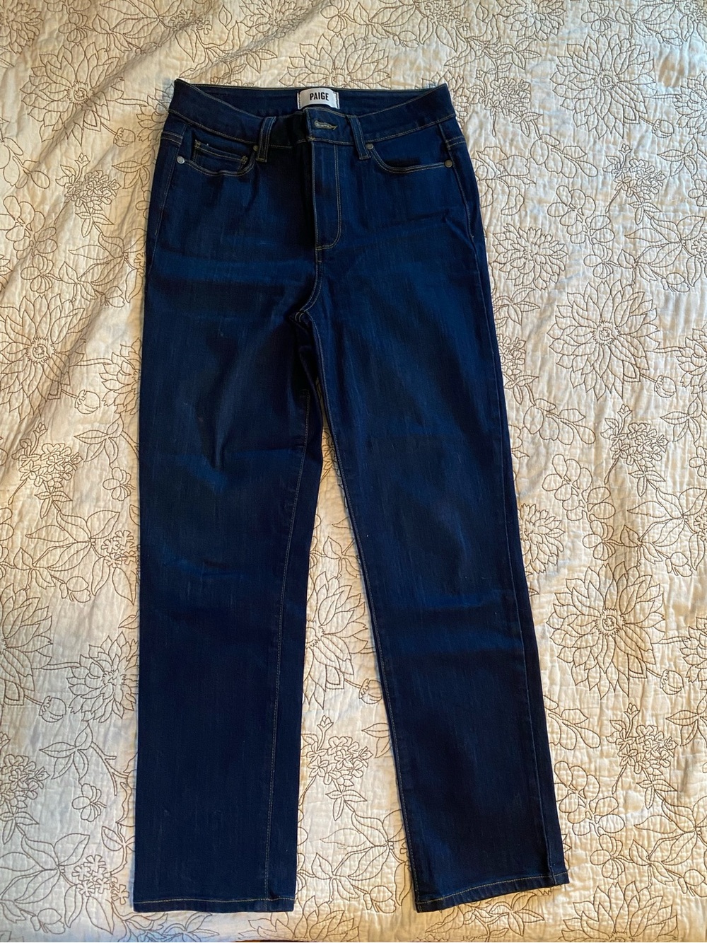 PAIGE Women’s Dark Blue Straight Leg Jeans